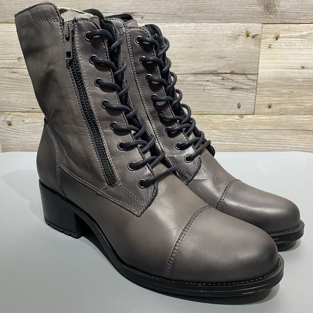 Miz Mooz Jayla Lace Up & Zip Boots Gray Leather EU 42 US 10.5-11 Victorian Retro